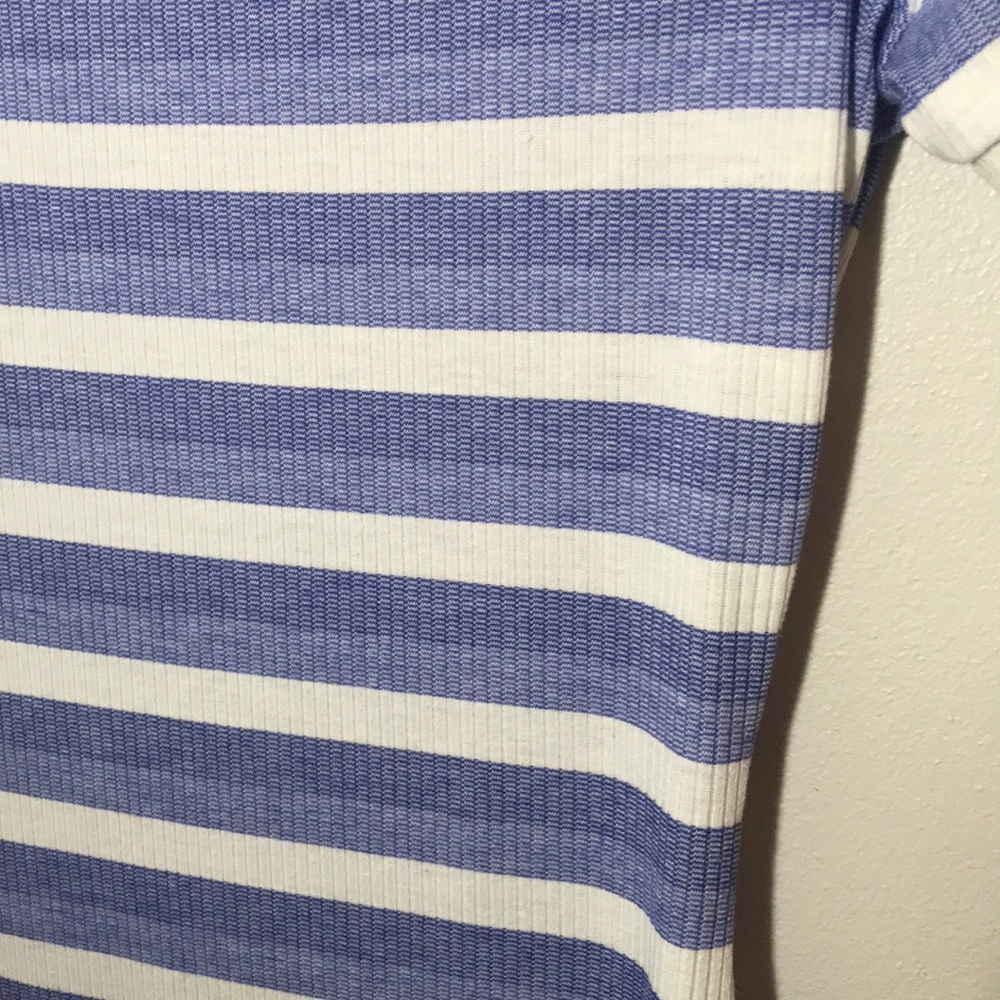 BLUE STRIPED BODYCON SHORT SLEEVE DRESS - Picture 3 of 4
